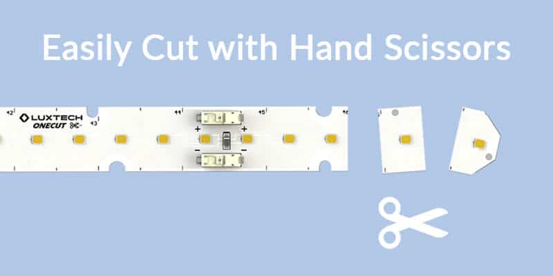 oncut white led module.  easily cut every half inch with hand scissors.
