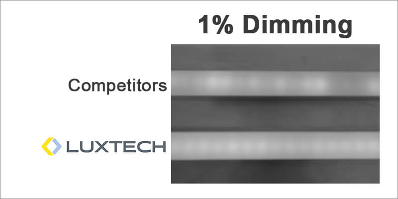 low end brightness uniformity image comparison LUXTECH vs competitor